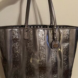 Henri Bendel Silver Striped Tote